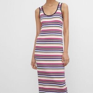 CLUB MONACO RIBBED MIDI SUMMER DRESS STRIPED MEDIUM